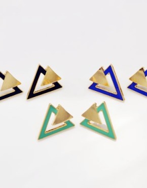 Triangle Stud Earrings Multicolor