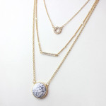 Marble Pendant Multi Layer Chain Necklace
