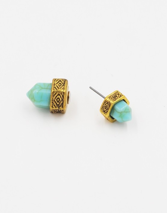 Geometric Turquoise Double Sided Stud Earrings