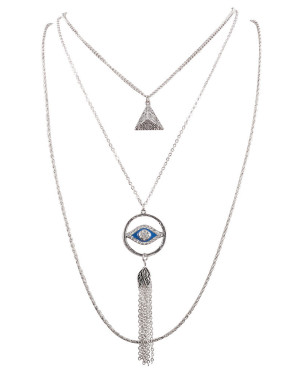 Evil Eye Tassel Multilayer Necklace