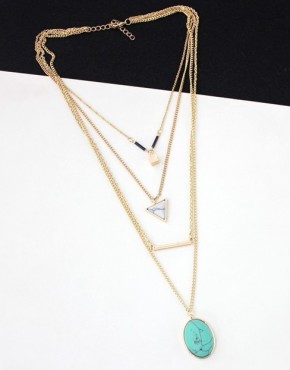 Turquoise Pendant & Bar Multi Layer Necklace