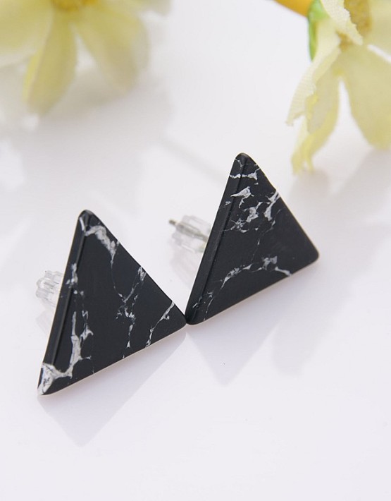 Marble Effect Triangle Stud Earrings