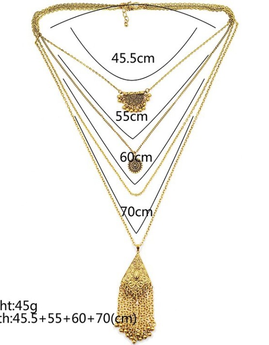 Antique Metal Tassel Multilayer Necklace Set