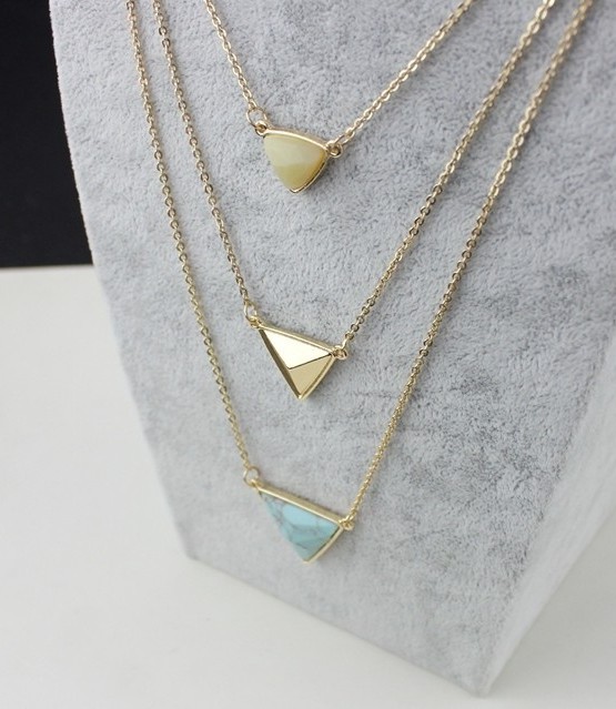 Triple Triangle Layered Necklace