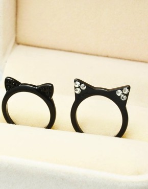 Black Kitty Ears Ring 2 Pack