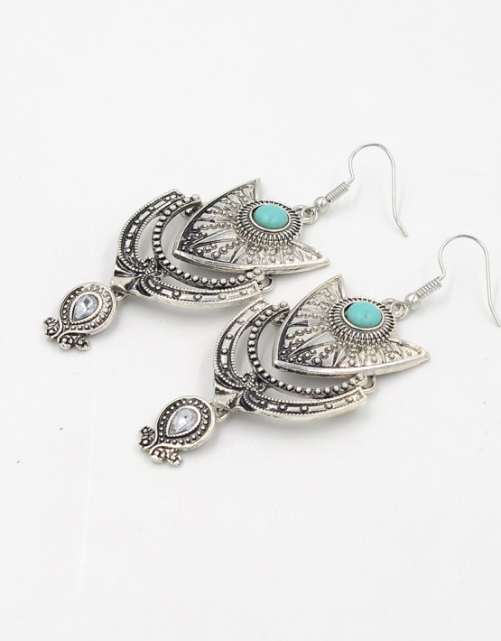 Antique Metal Turquoise Earrings