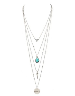 Multi Layer Pendant & Chain Necklace