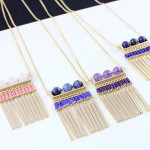 Metal Tassel & Beads Chain Necklace