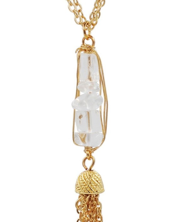Stone Chain Tassel Pendant Necklace