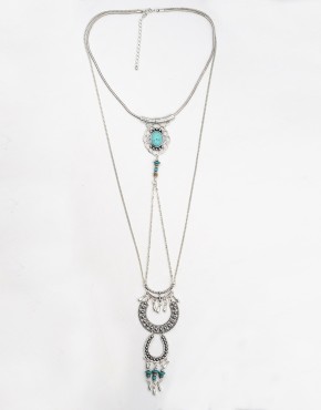 Multi Chain Bead Pendant Necklace