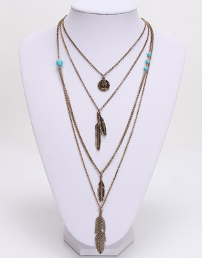 Leaf Pendant Multi Layer Necklace