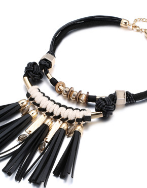 Black Fringe Tassel Necklace