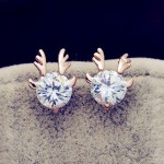 Crystal Gold Antler Stud Earrings