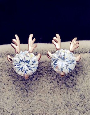 Crystal Gold Antler Stud Earrings