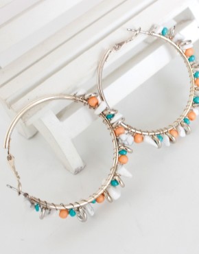 Color Beaded Hoop Earrings