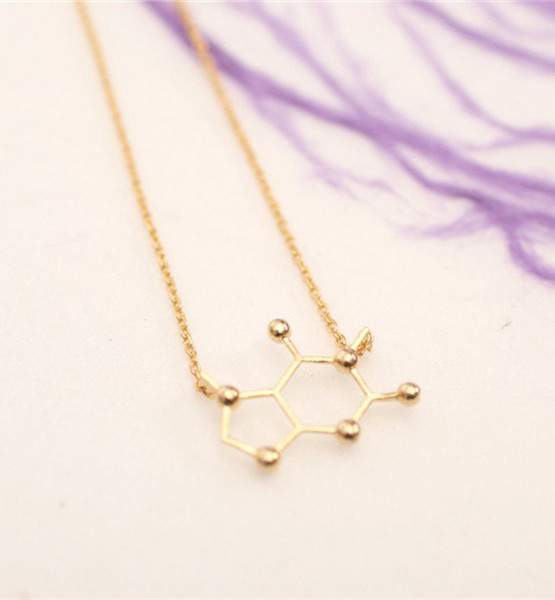 Caffeine Molecule Pendant Necklace