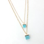 Marble Cube Pendant Multi Layer Necklace