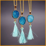 Natural Stone Tassel Chain Necklace