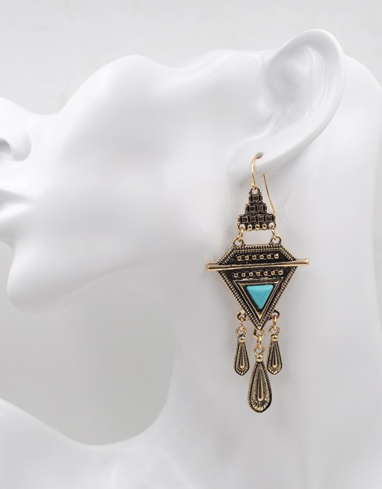 Antique Metal Triangle Drop Earrings