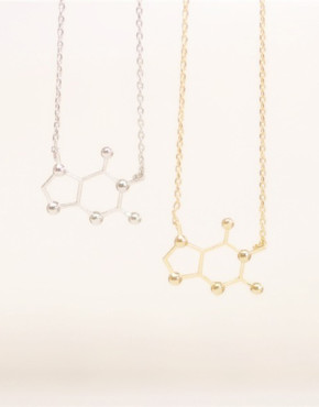 Caffeine Molecule Pendant Necklace