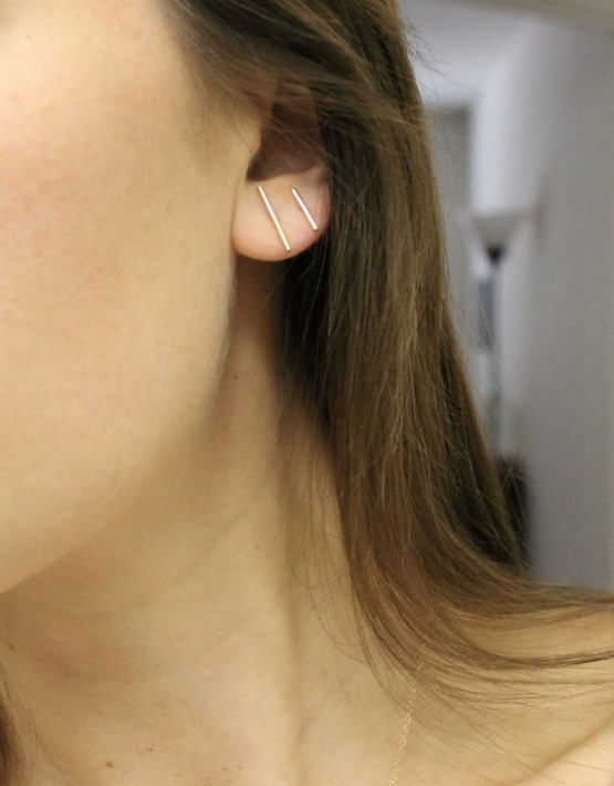 Minimalist Bar Stud Earrings