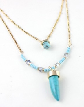 Turquoise Beaded Double Layer Necklace