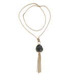 Black Stone Tassel Chain Necklace
