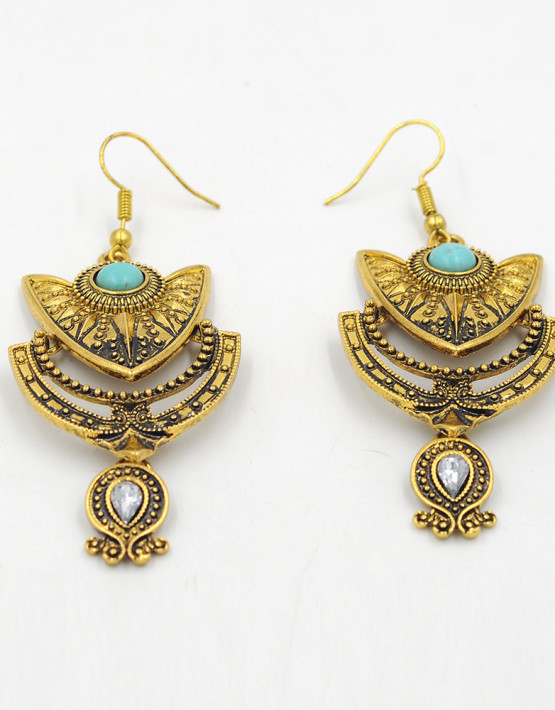 Antique Metal Turquoise Earrings