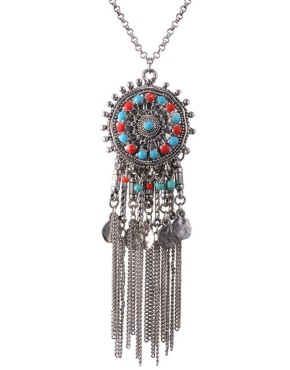 Coin Tassel Long Chain Necklace