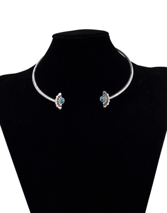Turquoise Flower Hoop Necklace