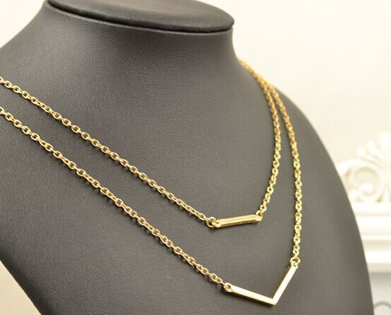 Double Layer Gold Bar Necklace