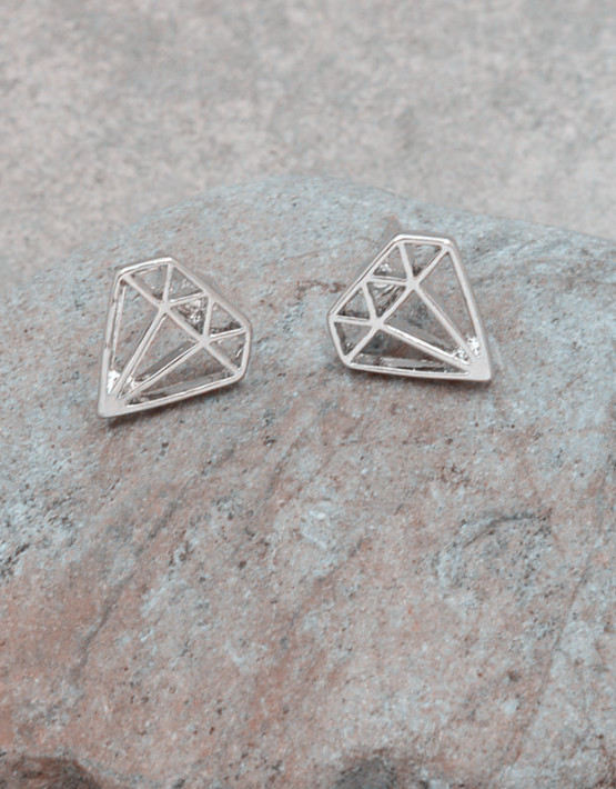 Diamond Shape Stud Earrings