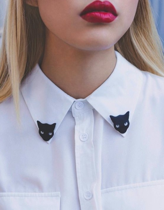 Black Cat Collar Clip Pair