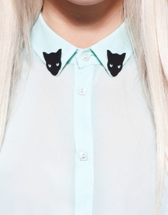 Black Cat Collar Clip Pair
