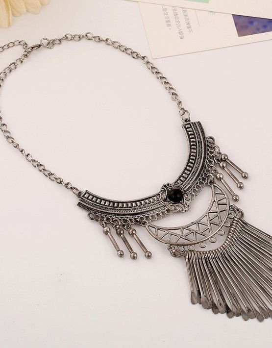 Antique Metal Gypsy Statement Necklace