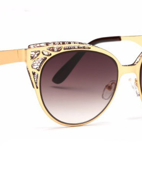 Cat Eye Hollow Metal Design Sunglasses