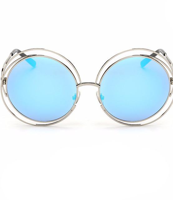 Round Oversized Metal Sunglasses
