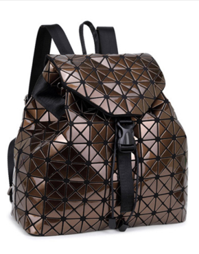 Geometric Pattern Backpack - Brown