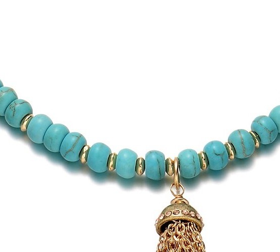 turquoise and gold bead necklace